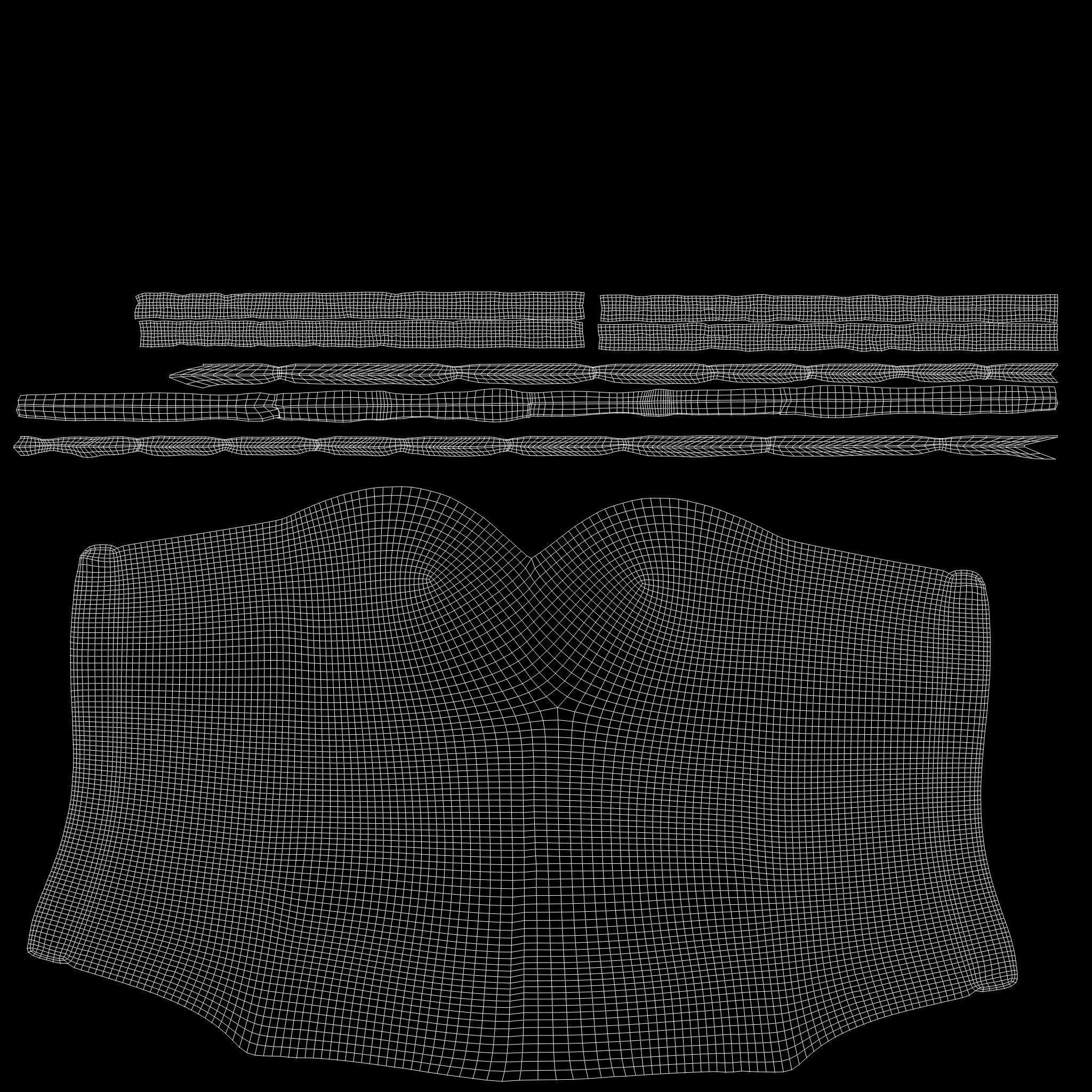 Damask Texture Lace Up Buttoned Up Black Corset Low-poly 3D model_14