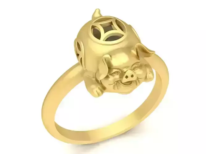 fengshui lucky pig female ring 3649