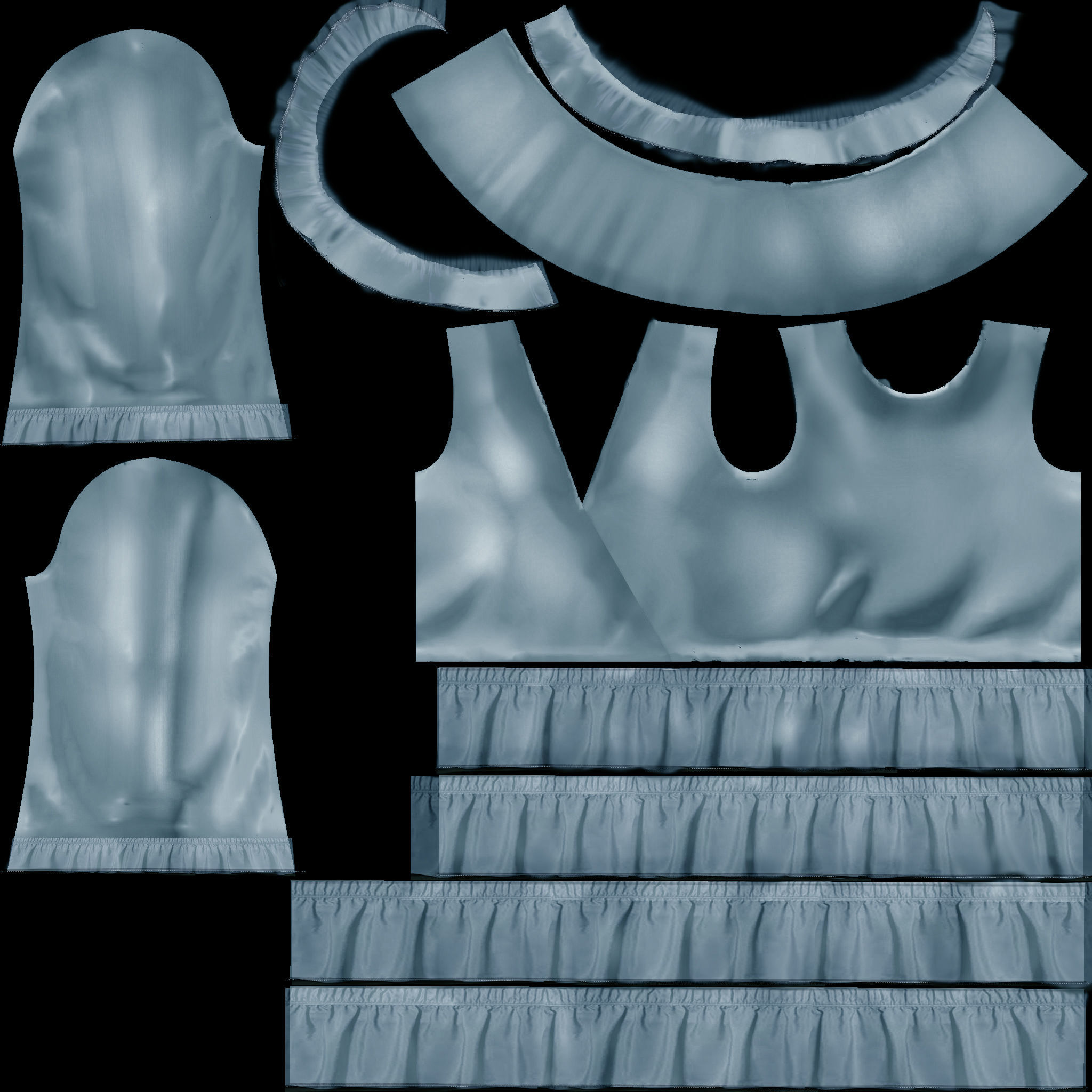 Ruffled Wrap Midi Dress Low-poly 3D model_11