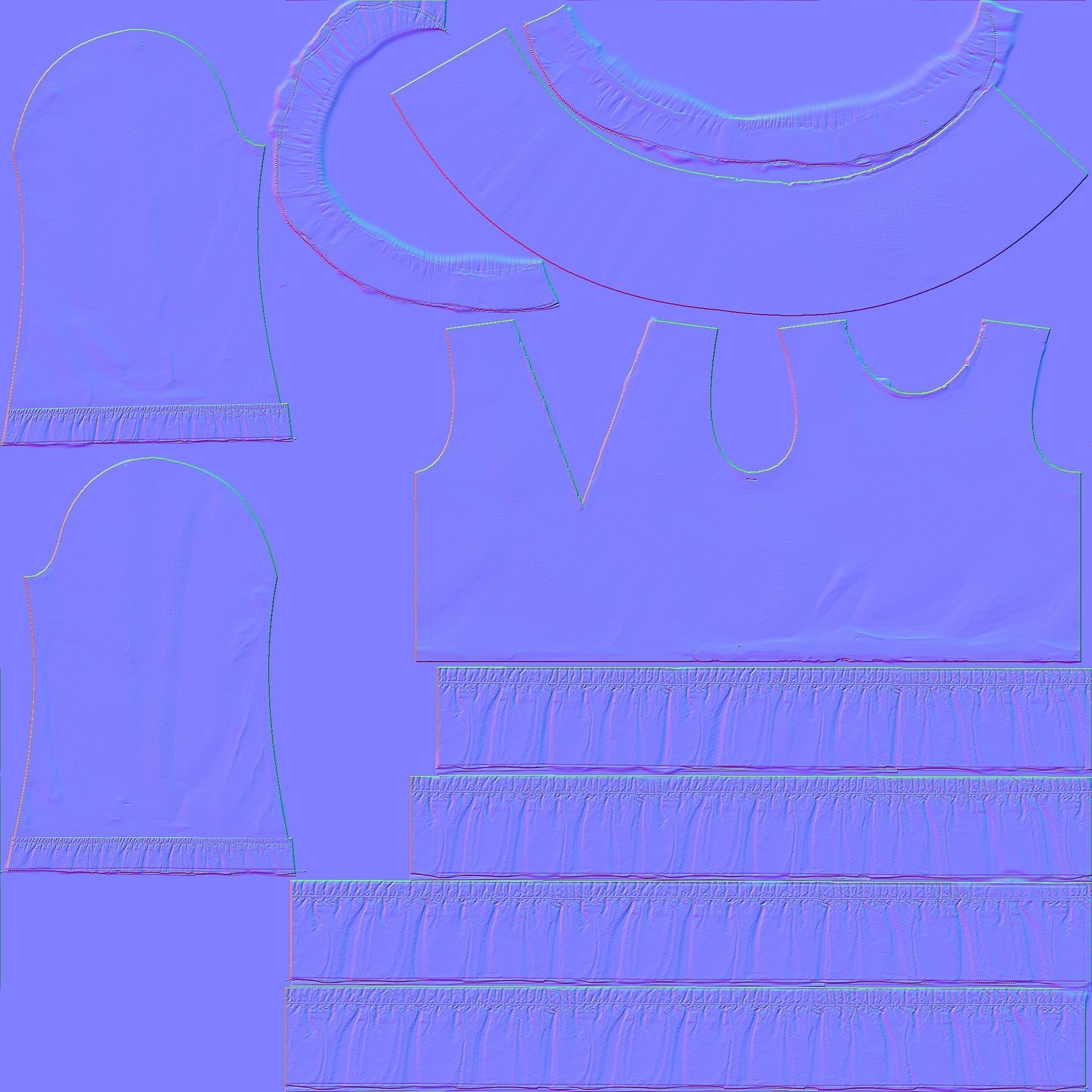 Ruffled Wrap Midi Dress Low-poly 3D model_14