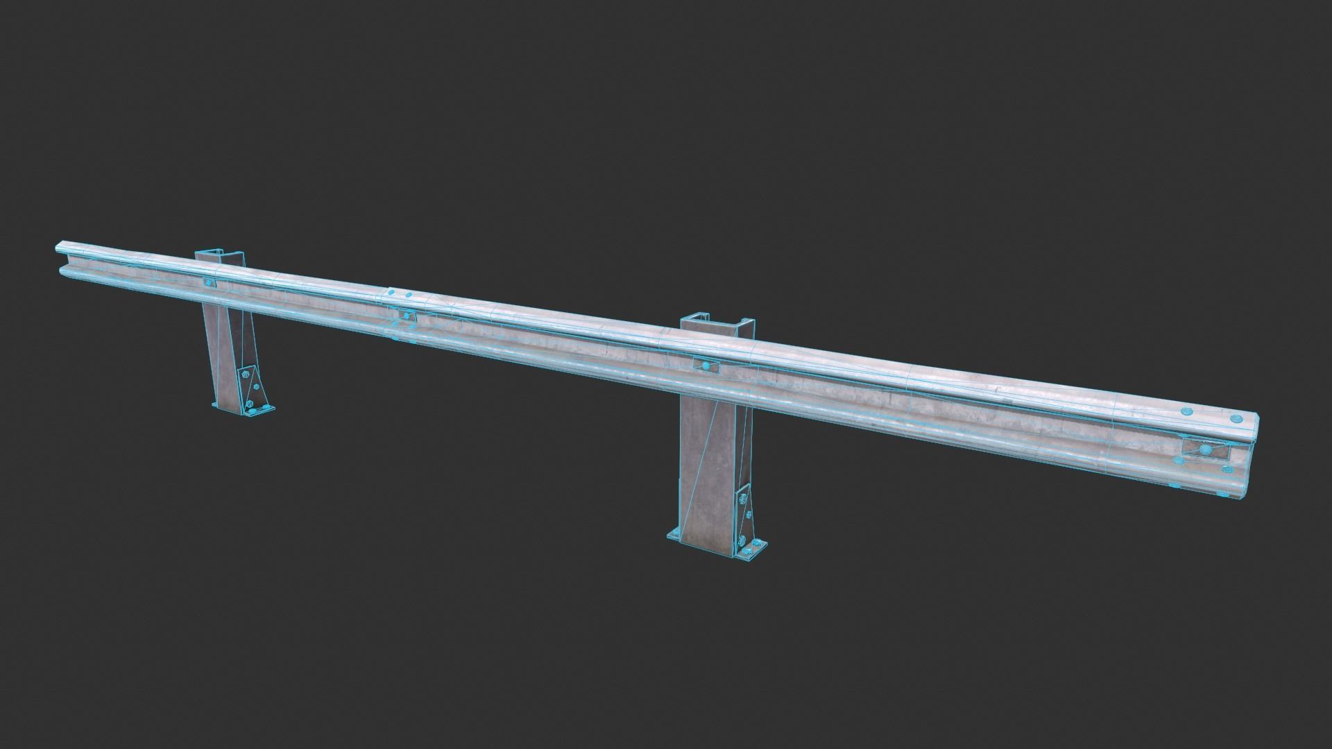 Road Fence Low-poly 3D model_7