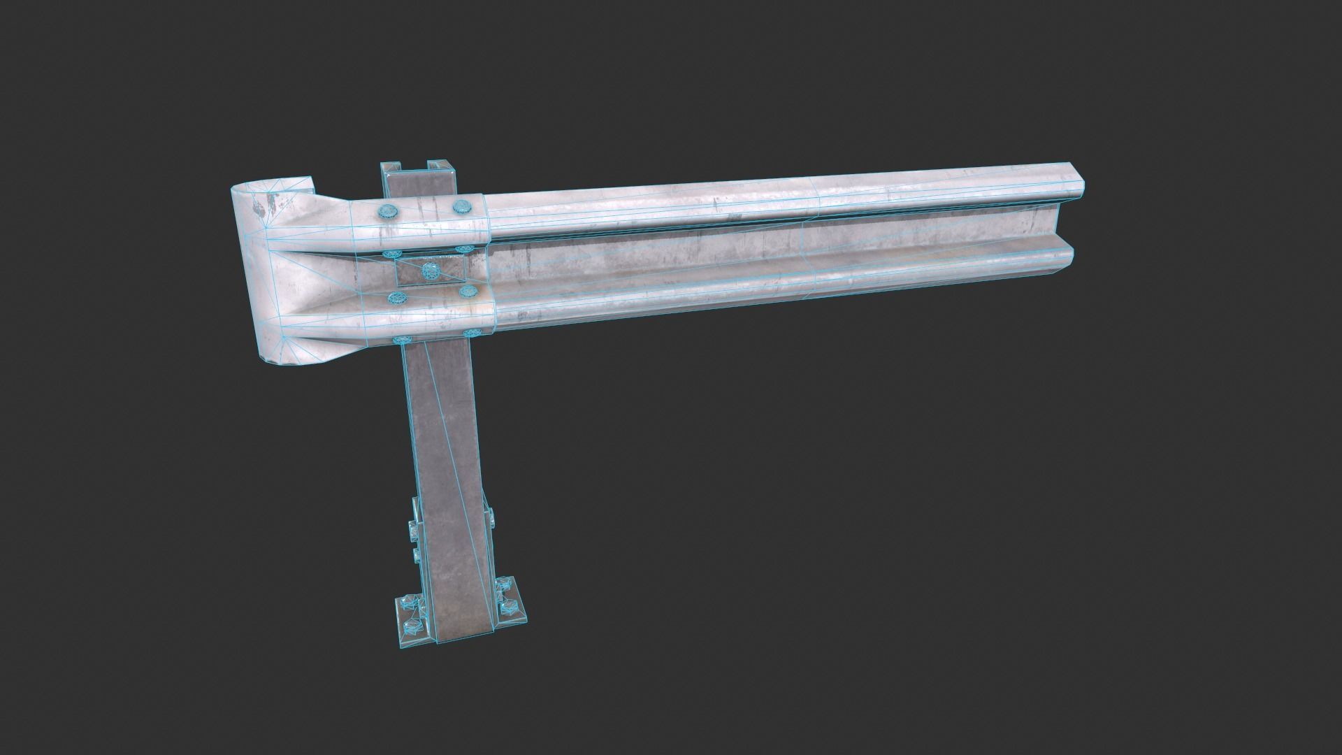 Road Fence Low-poly 3D model_9