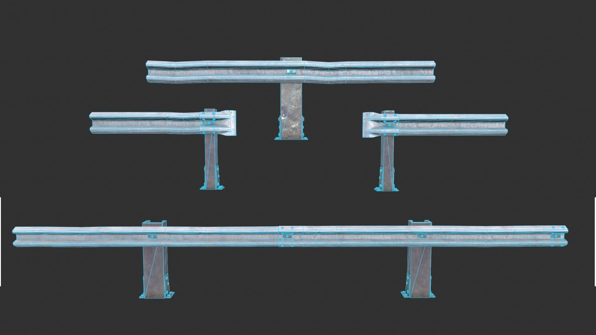 Road Fence Low-poly 3D model_5