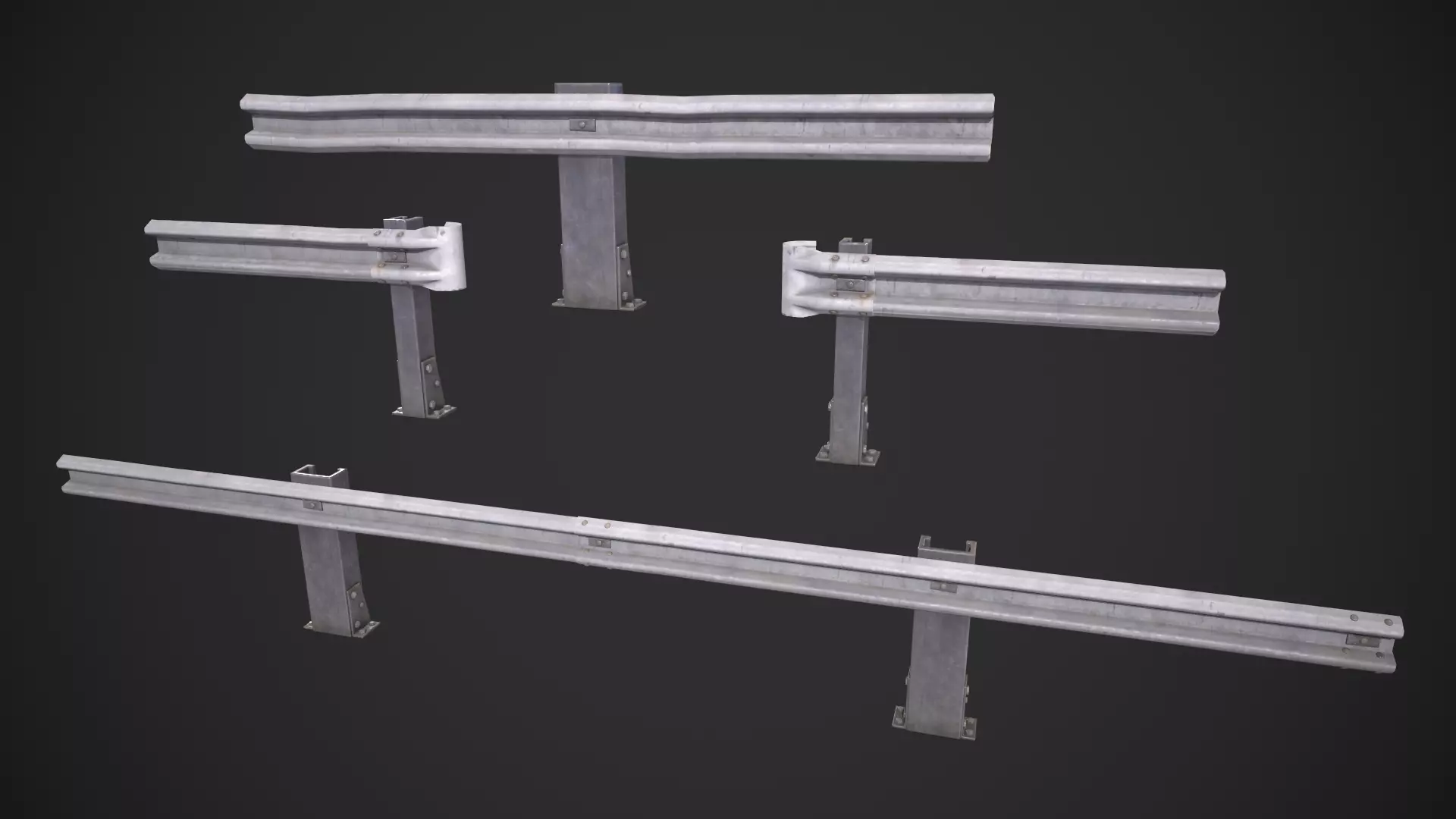 Road Fence Low-poly 3D model_0