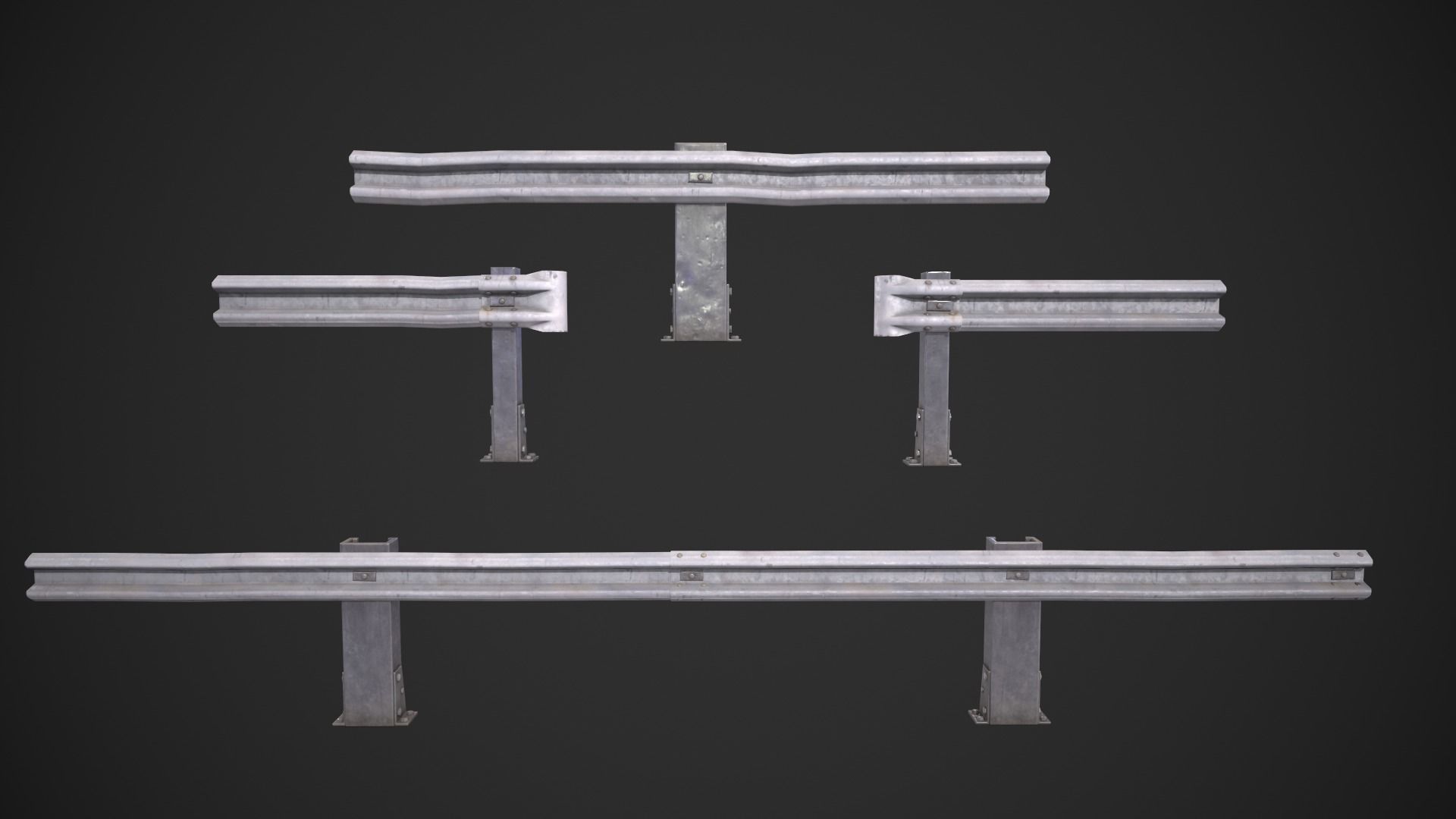 Road Fence Low-poly 3D model_4