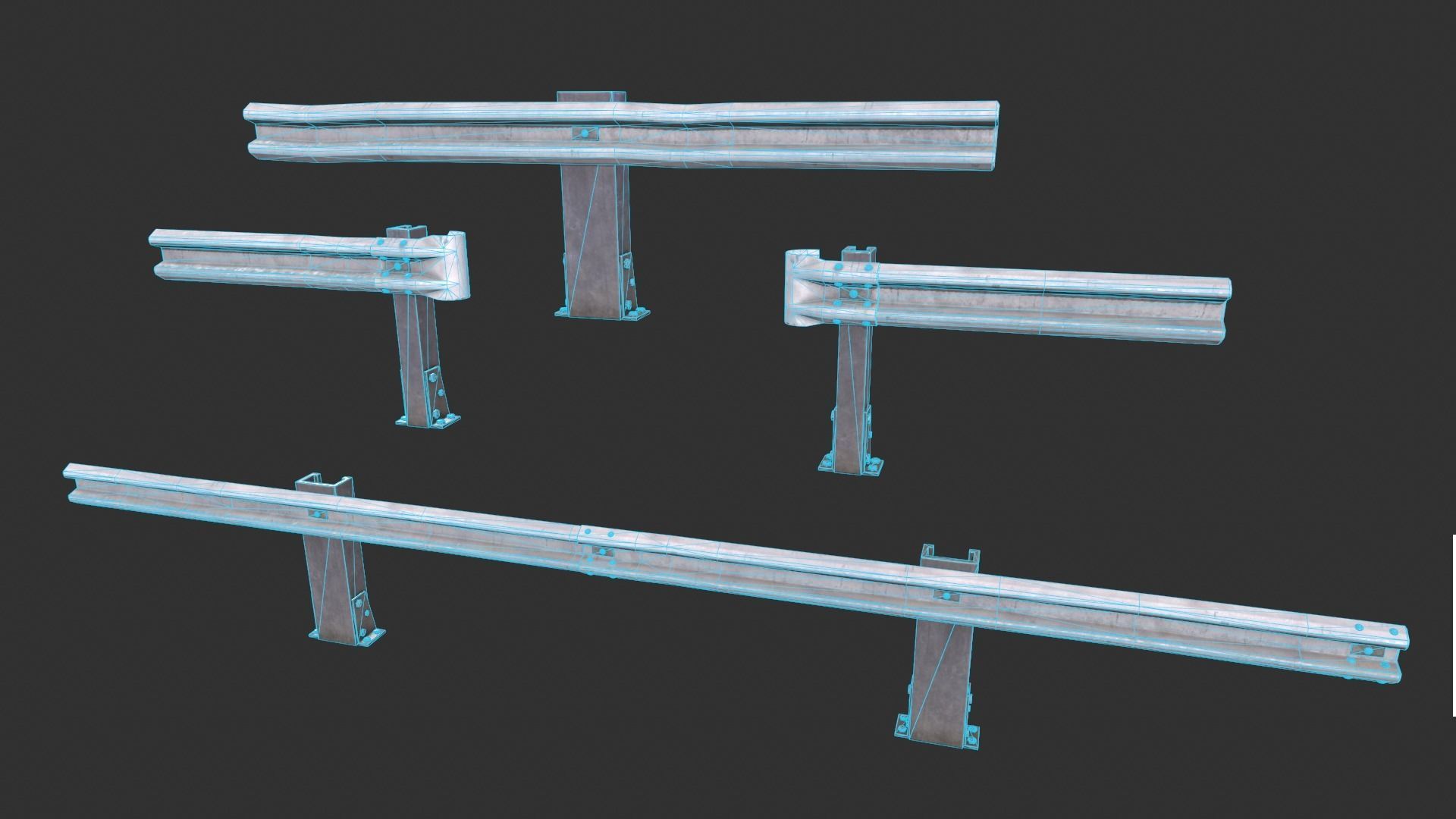 Road Fence Low-poly 3D model_1