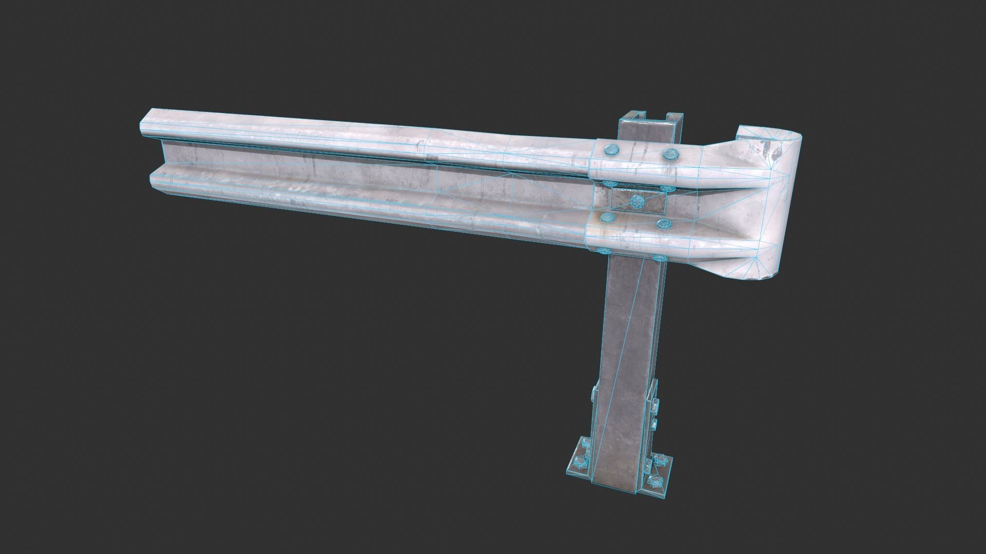 Road Fence Low-poly 3D model_11