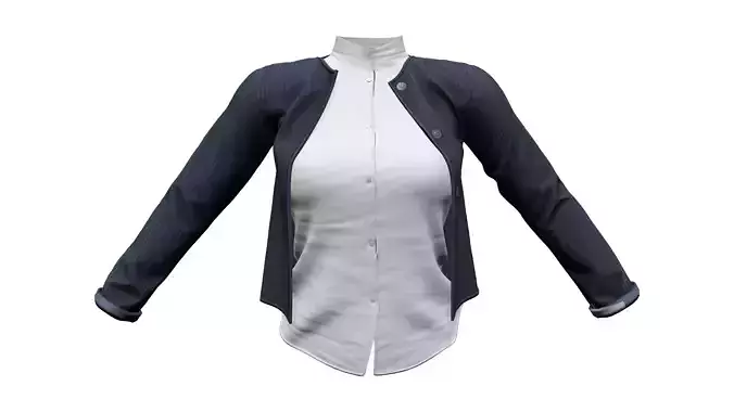 Unbuttoned Cardigan Jacket With Shirt Under