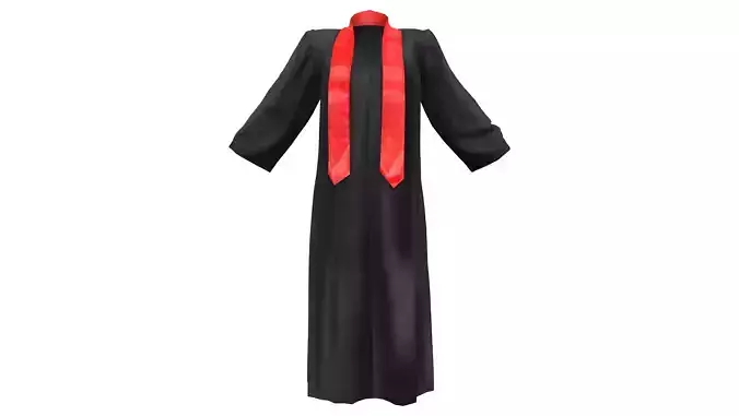 Ladies Graduation Gown Low-poly 3D model