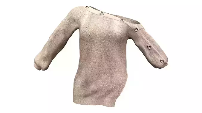 Off Shoulder Dress with Buttons