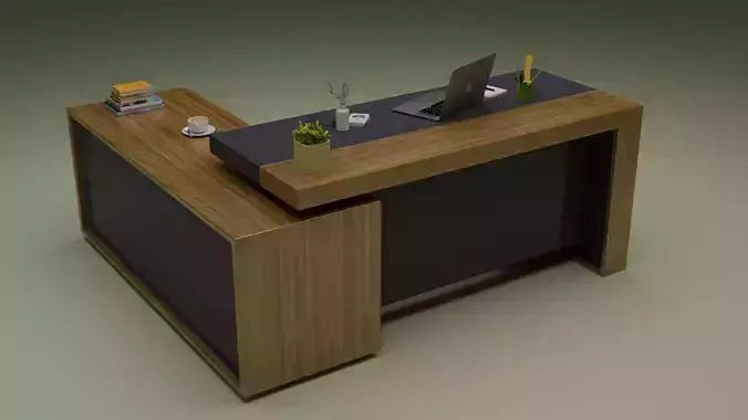 EXECUTIVE OFFICE TABLE WITH CUSTOMIZED WOOD AND GREY MATERIALS