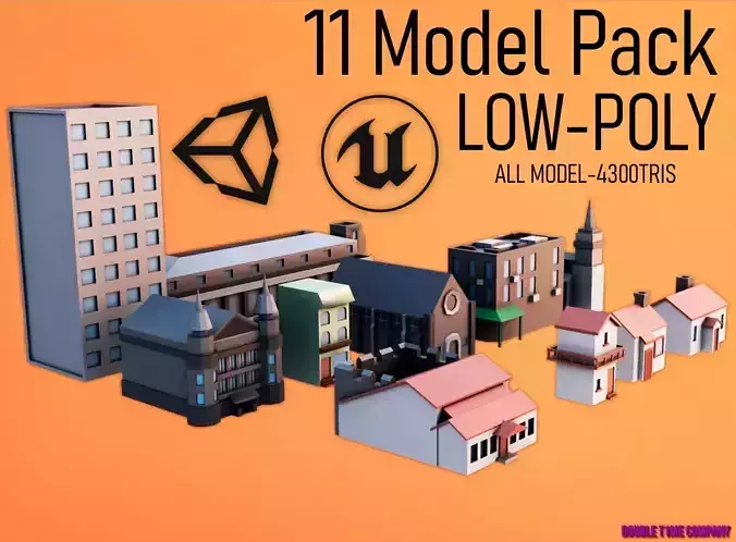 Cartoon houses Pack Low-poly 3D model