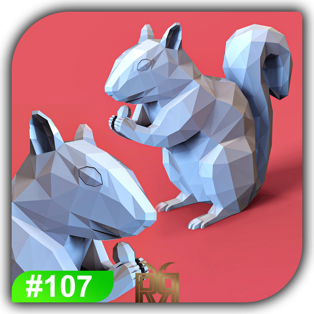 Low Poly Squirrel Free 3D print model_4