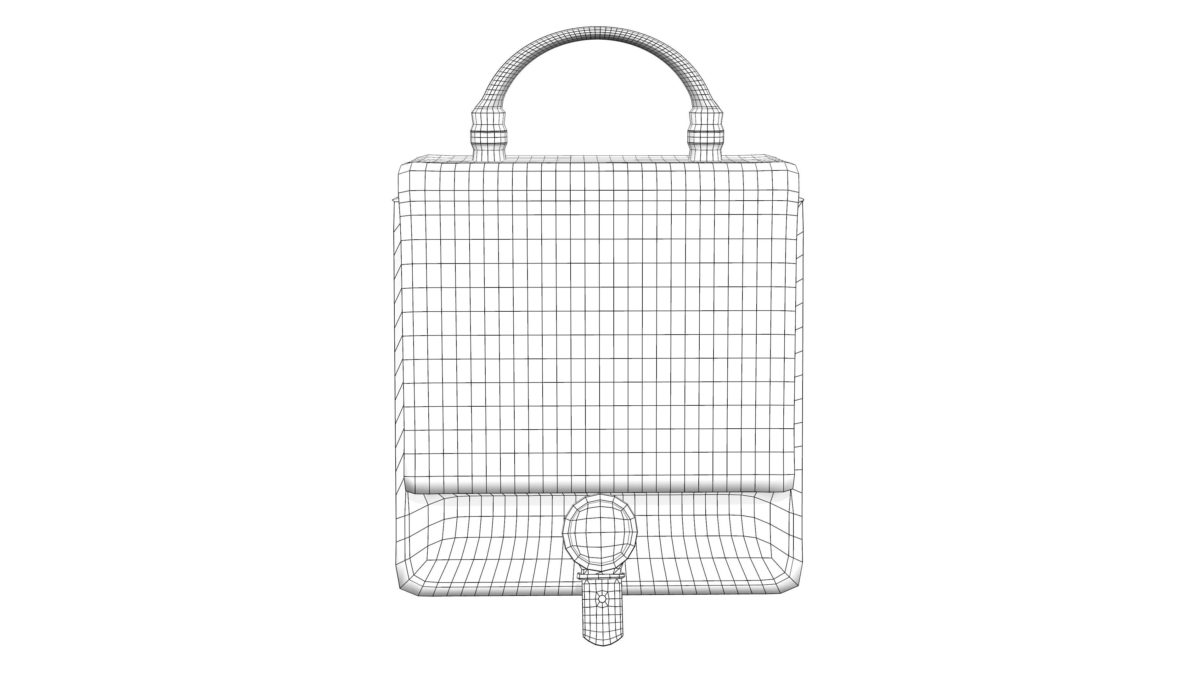 Retro Handbag Low-poly 3D model_7
