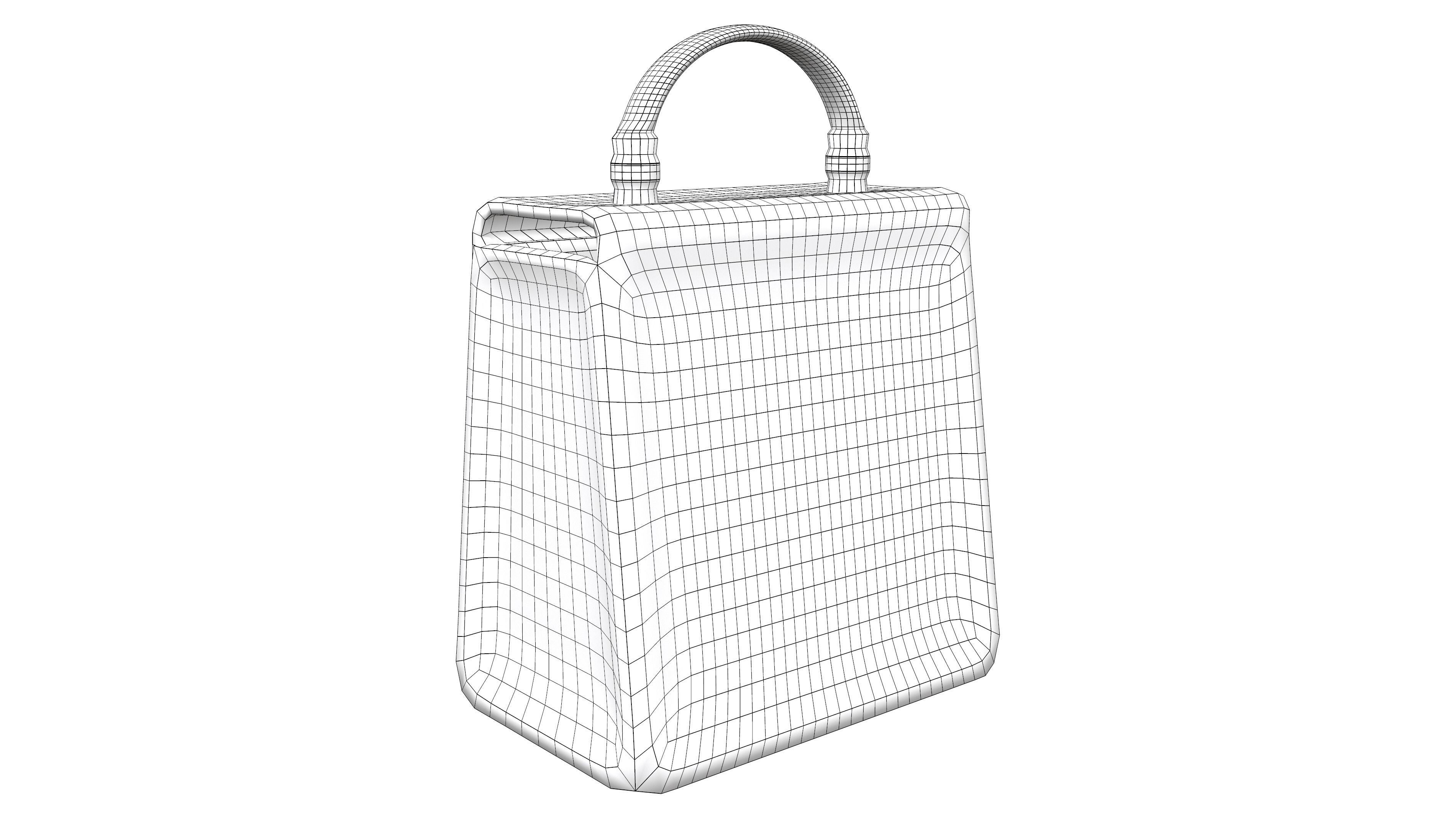 Retro Handbag Low-poly 3D model_8