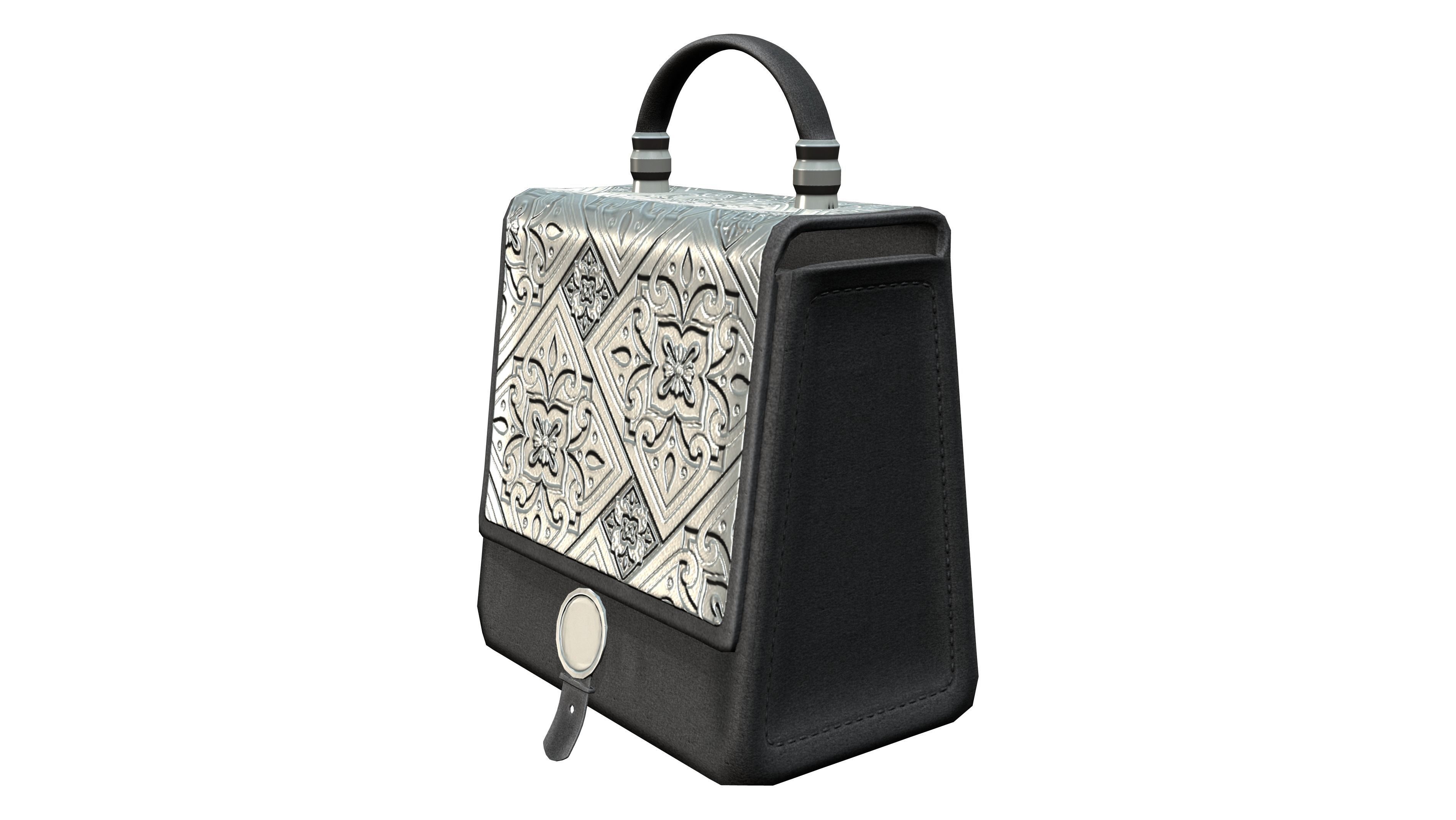 Retro Handbag Low-poly 3D model_2