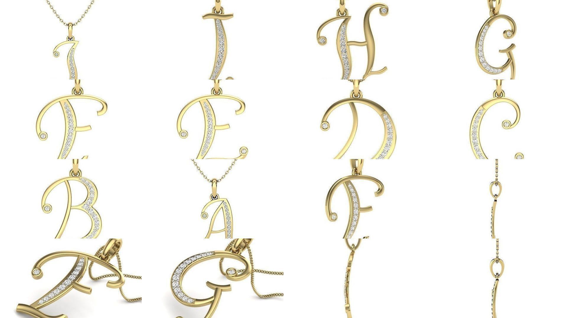 26 Alphabet necklace 3dm renders details 3D Model Collection_1