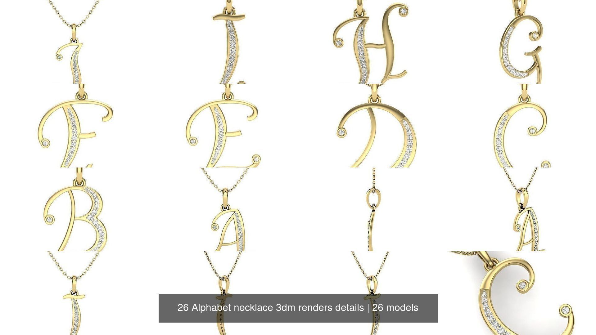 26 Alphabet necklace 3dm renders details 3D Model Collection_2