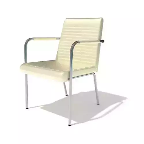 Silver Frame White Leather Chair
