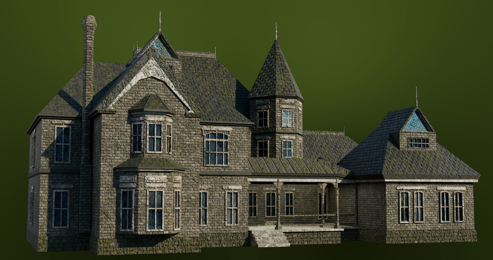 Old Abandoned House07 PBR Unity UE V-Ray Textures Included Low-poly 3D model_7