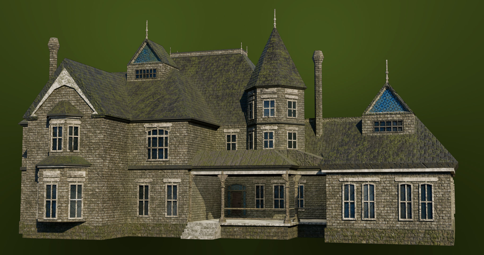 Old Abandoned House07 PBR Unity UE V-Ray Textures Included Low-poly 3D model_8