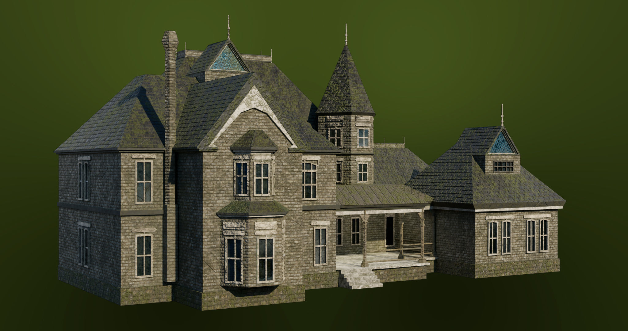 Old Abandoned House07 PBR Unity UE V-Ray Textures Included Low-poly 3D model_13