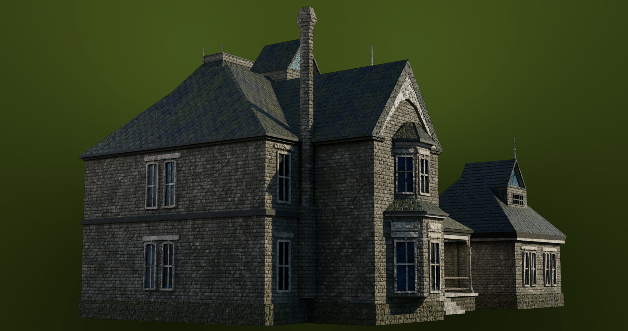 Old Abandoned House07 PBR Unity UE V-Ray Textures Included Low-poly 3D model_4