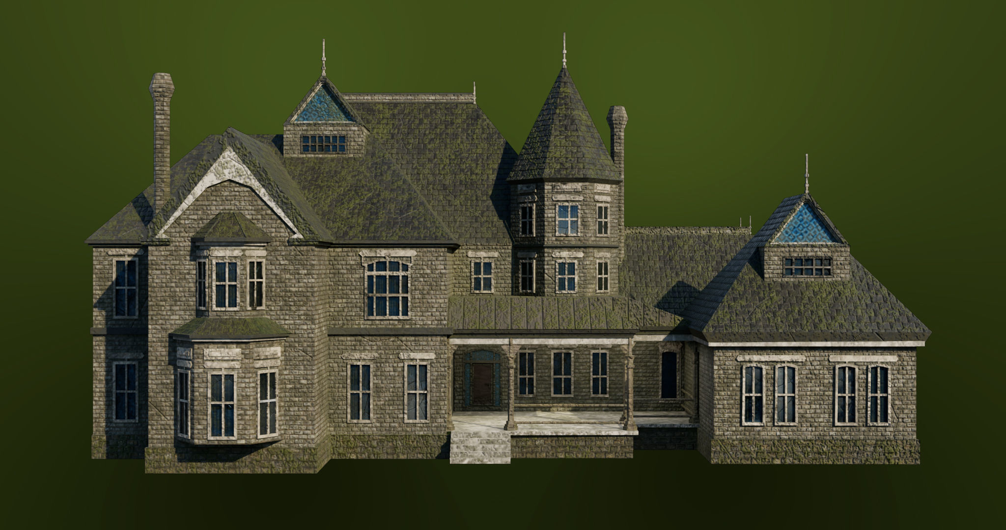 Old Abandoned House07 PBR Unity UE V-Ray Textures Included Low-poly 3D model_1