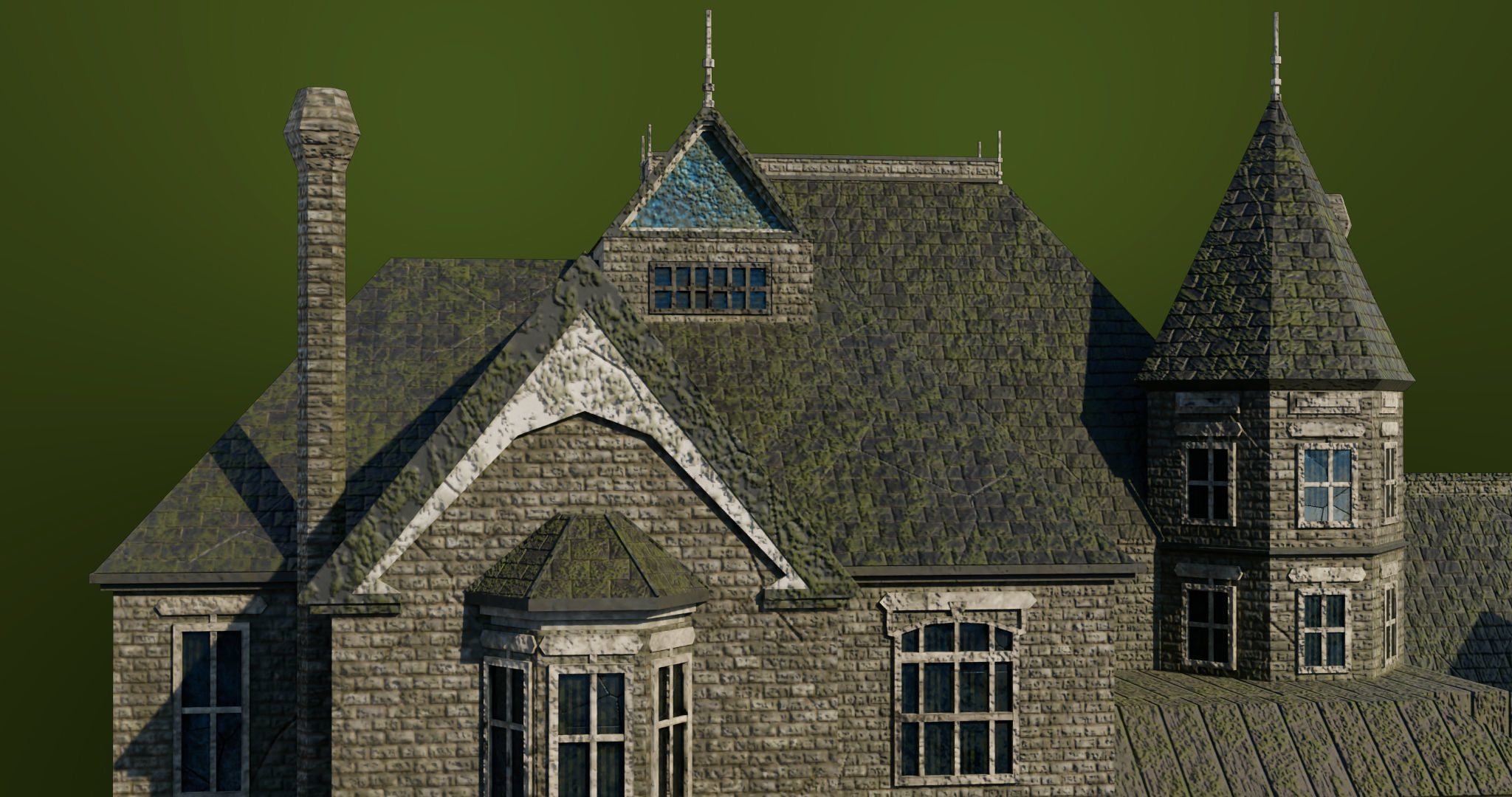 Old Abandoned House07 PBR Unity UE V-Ray Textures Included Low-poly 3D model_2