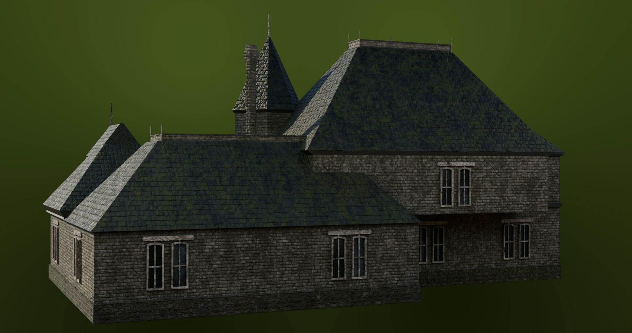 Old Abandoned House07 PBR Unity UE V-Ray Textures Included Low-poly 3D model_12