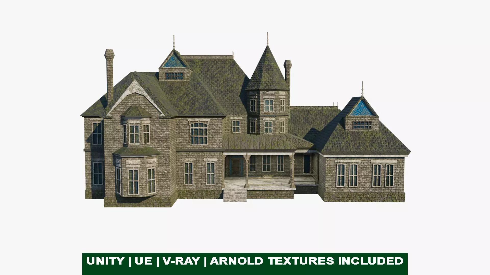 Old Abandoned House07 PBR Unity UE V-Ray Textures Included Low-poly 3D model_0