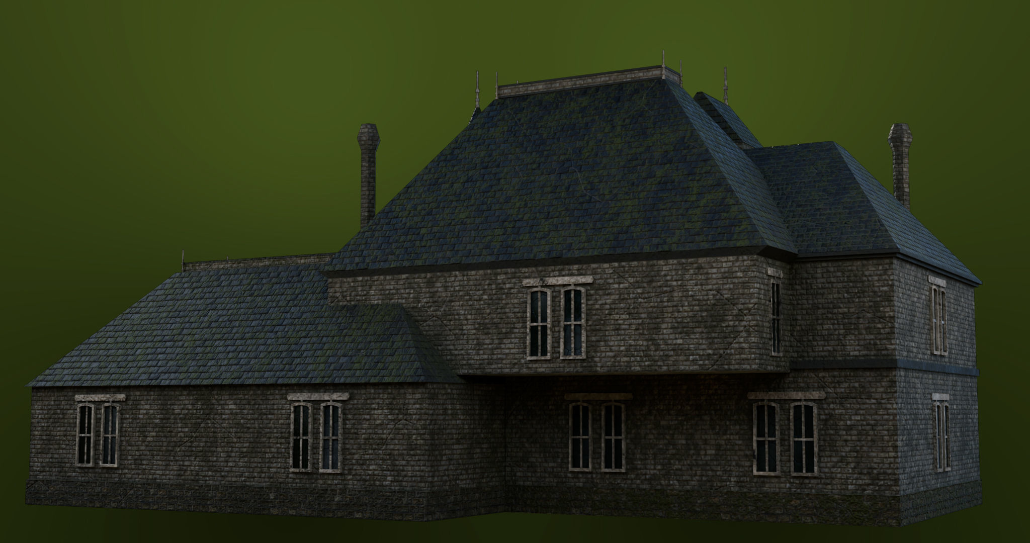 Old Abandoned House07 PBR Unity UE V-Ray Textures Included Low-poly 3D model_11