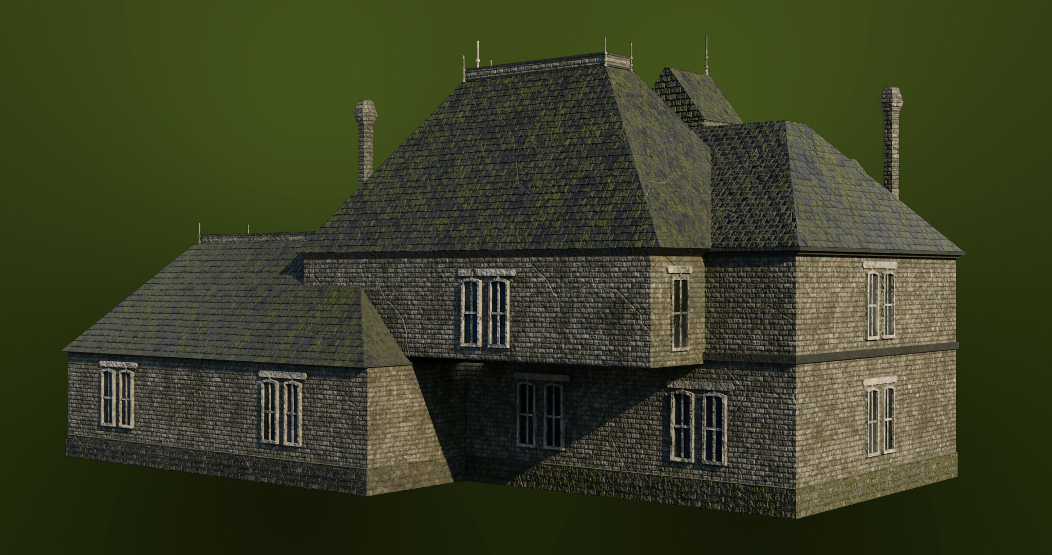 Old Abandoned House07 PBR Unity UE V-Ray Textures Included Low-poly 3D model_16