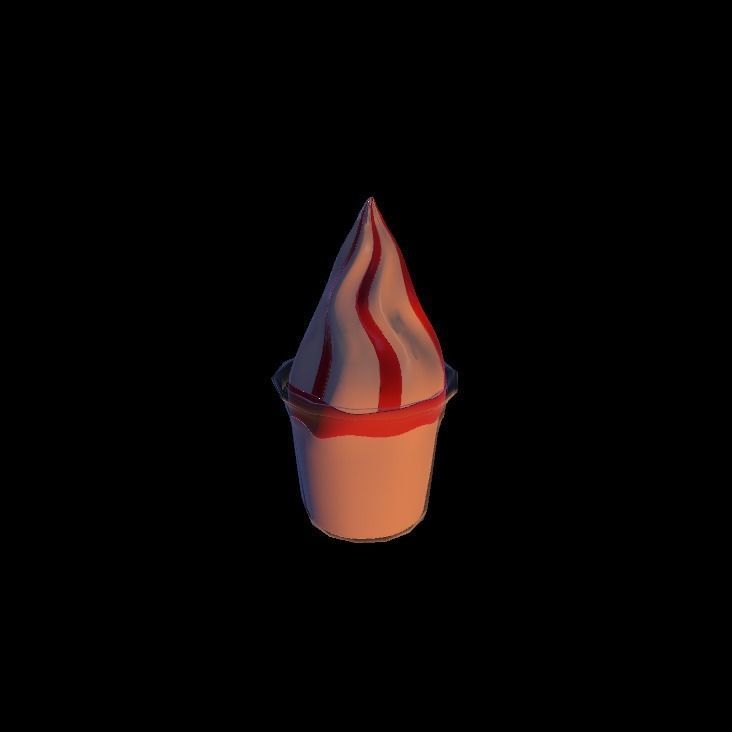 fraise sundae 3D model_2