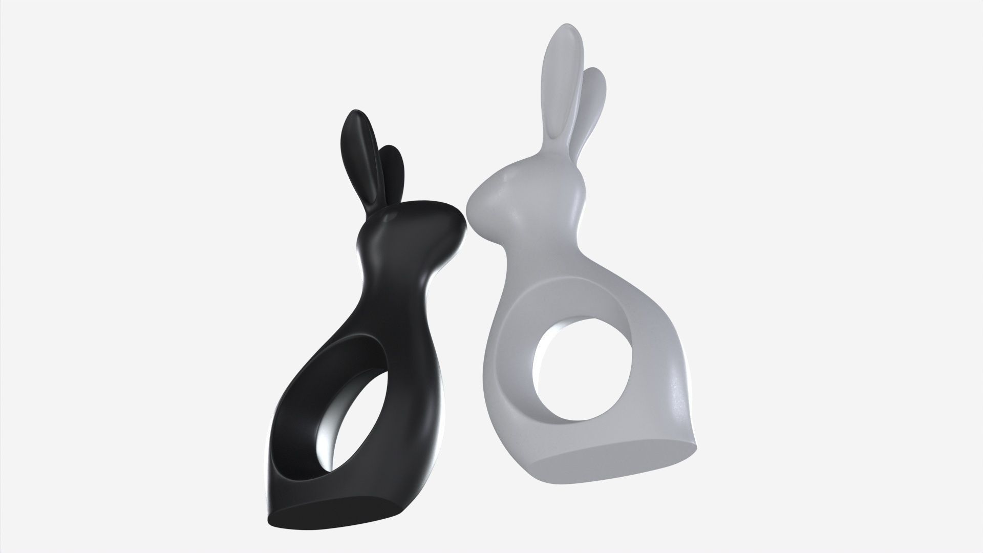 Ceramic Hare Figurines 3D model_2