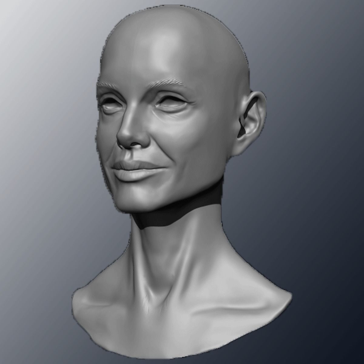 Angelina Jolie head sculpture 3D print model_6