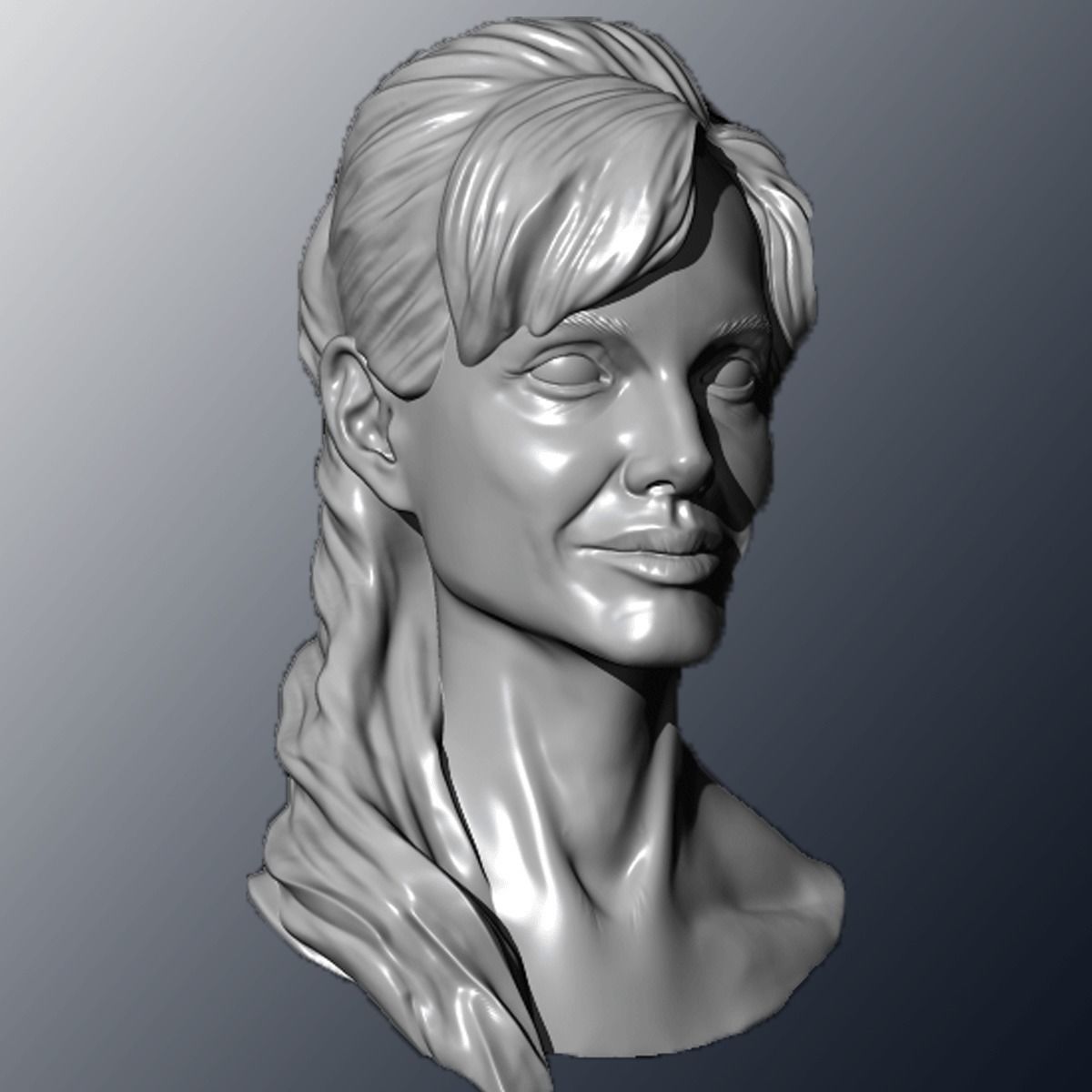 Angelina Jolie head sculpture 3D print model_4