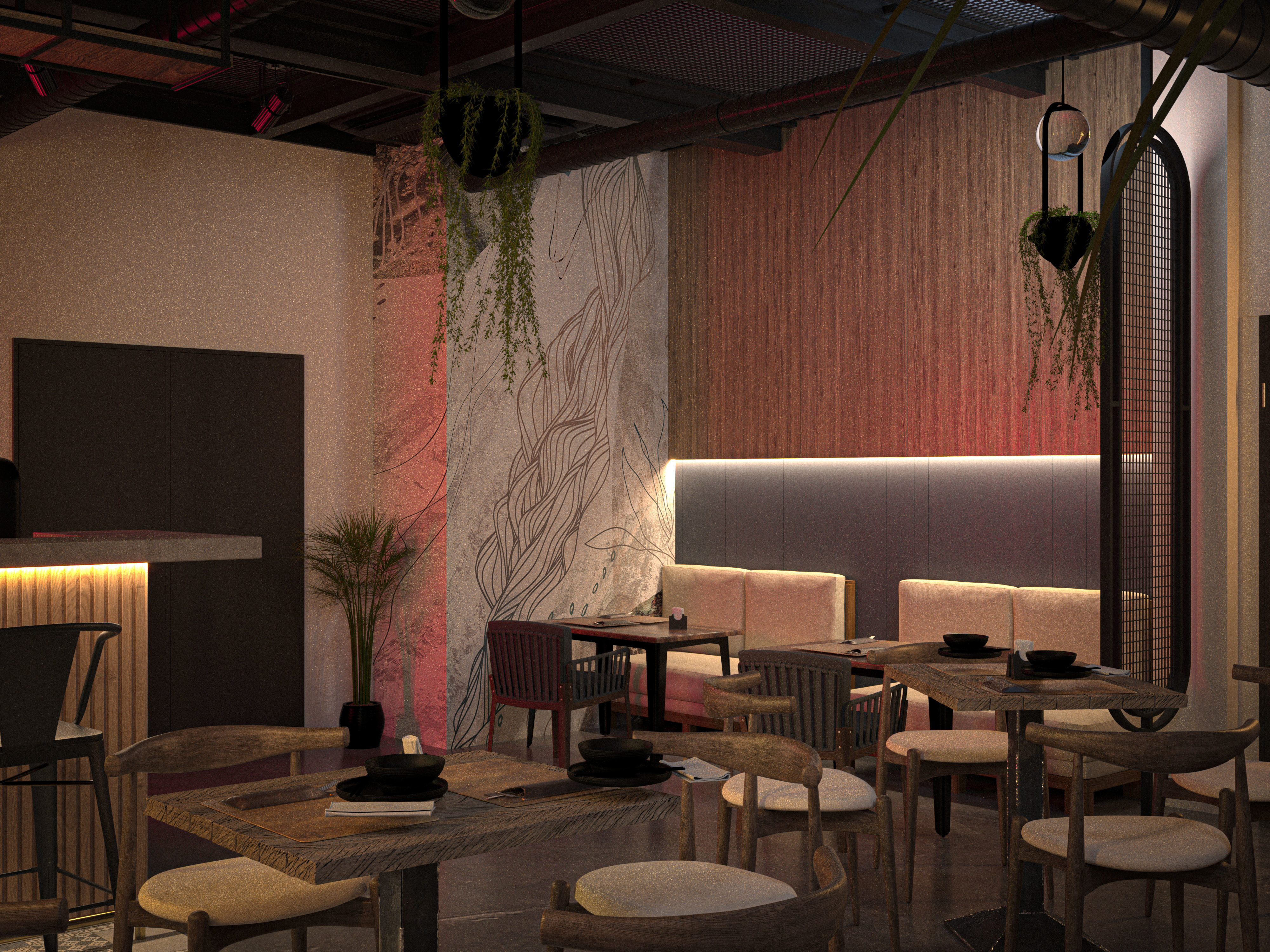 Sushi restaurant 3D model_1