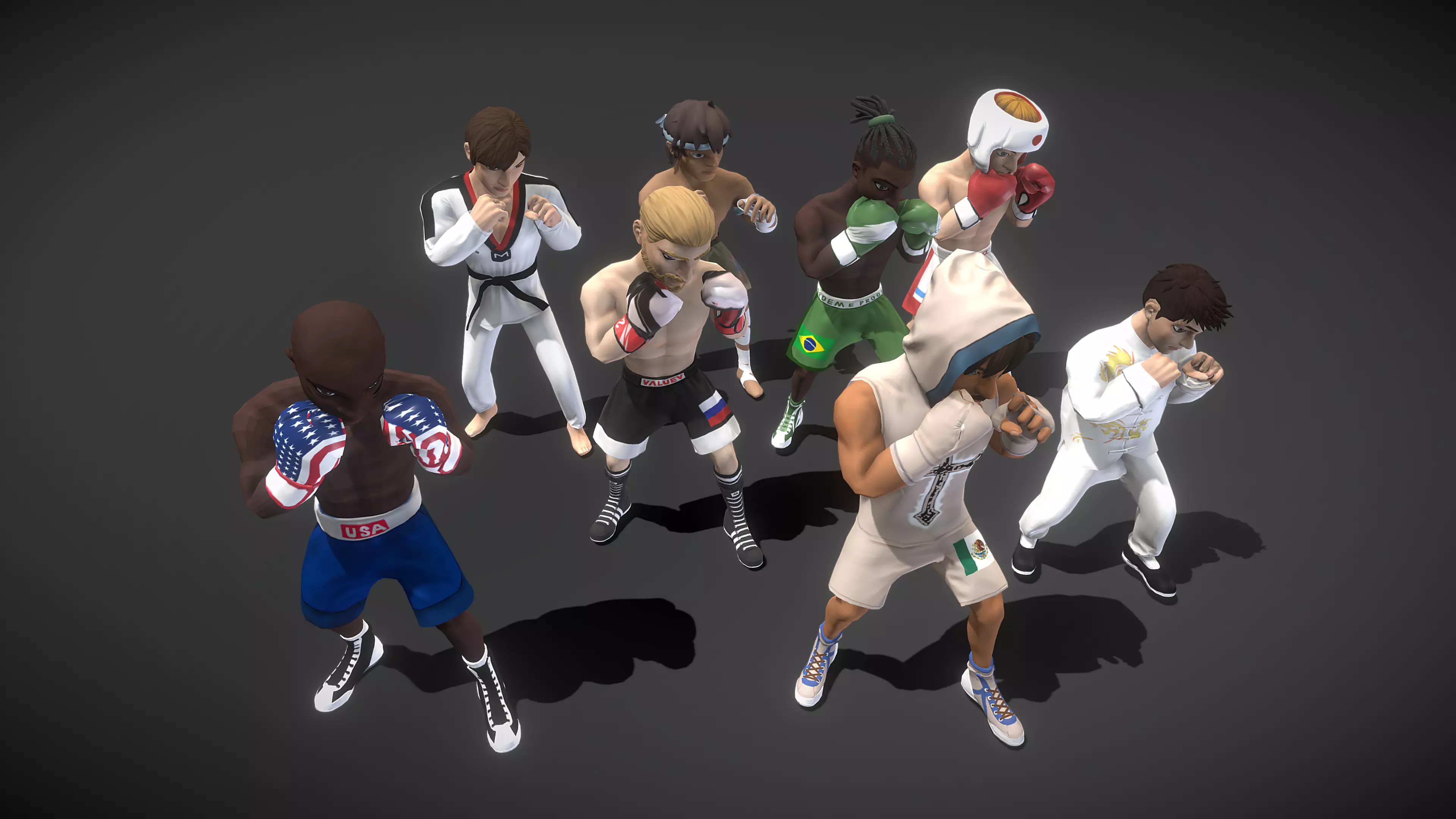 Boxer Pack Low-poly 3D model_0