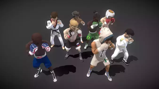 Boxer Pack Low-poly 3D model
