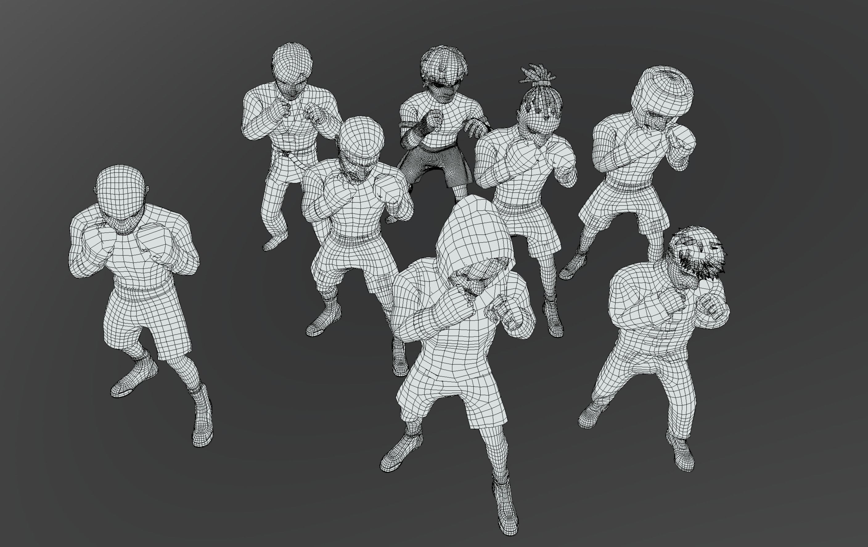 Boxer Pack Low-poly 3D model_12