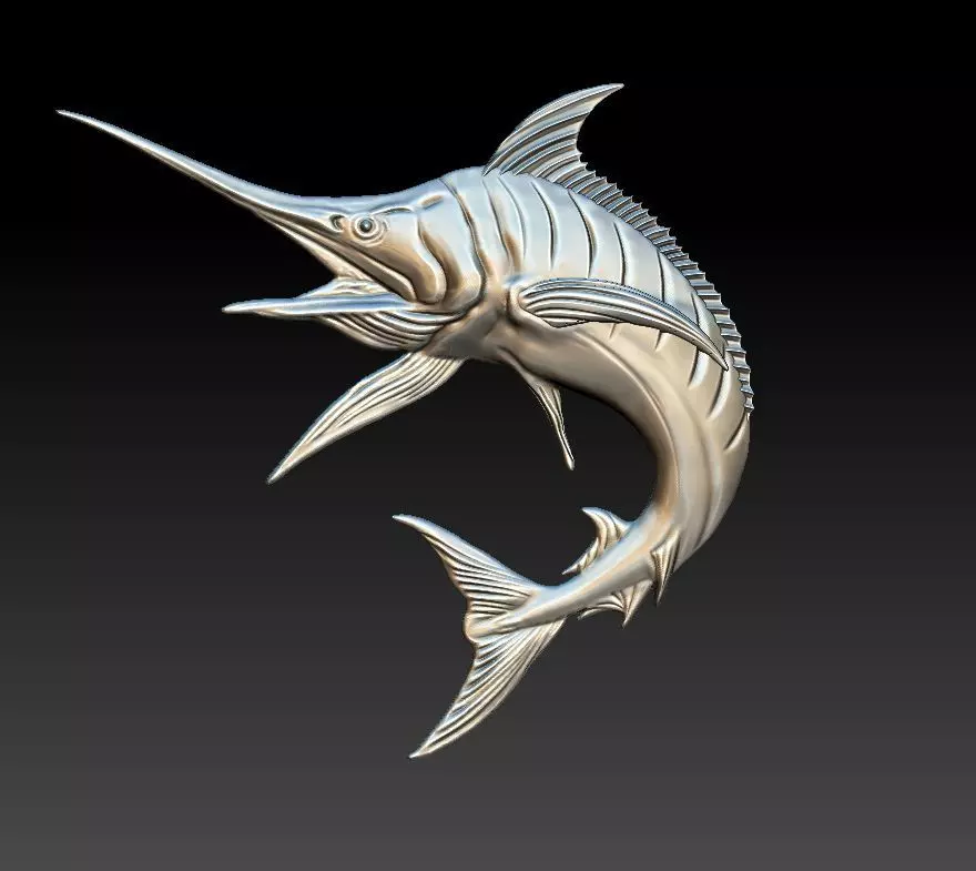Marlin fish 3D print pendent badge model 3D print model