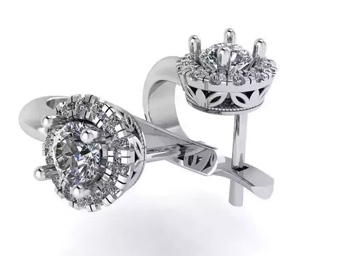 round stone halo earring 0030 3D print model