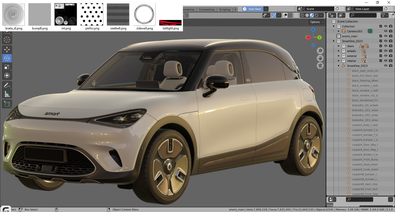 Smart 1 One 2023 with interior 3D model_39