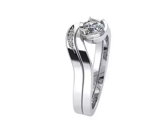 unique style curved ring with band 0019 3D print model