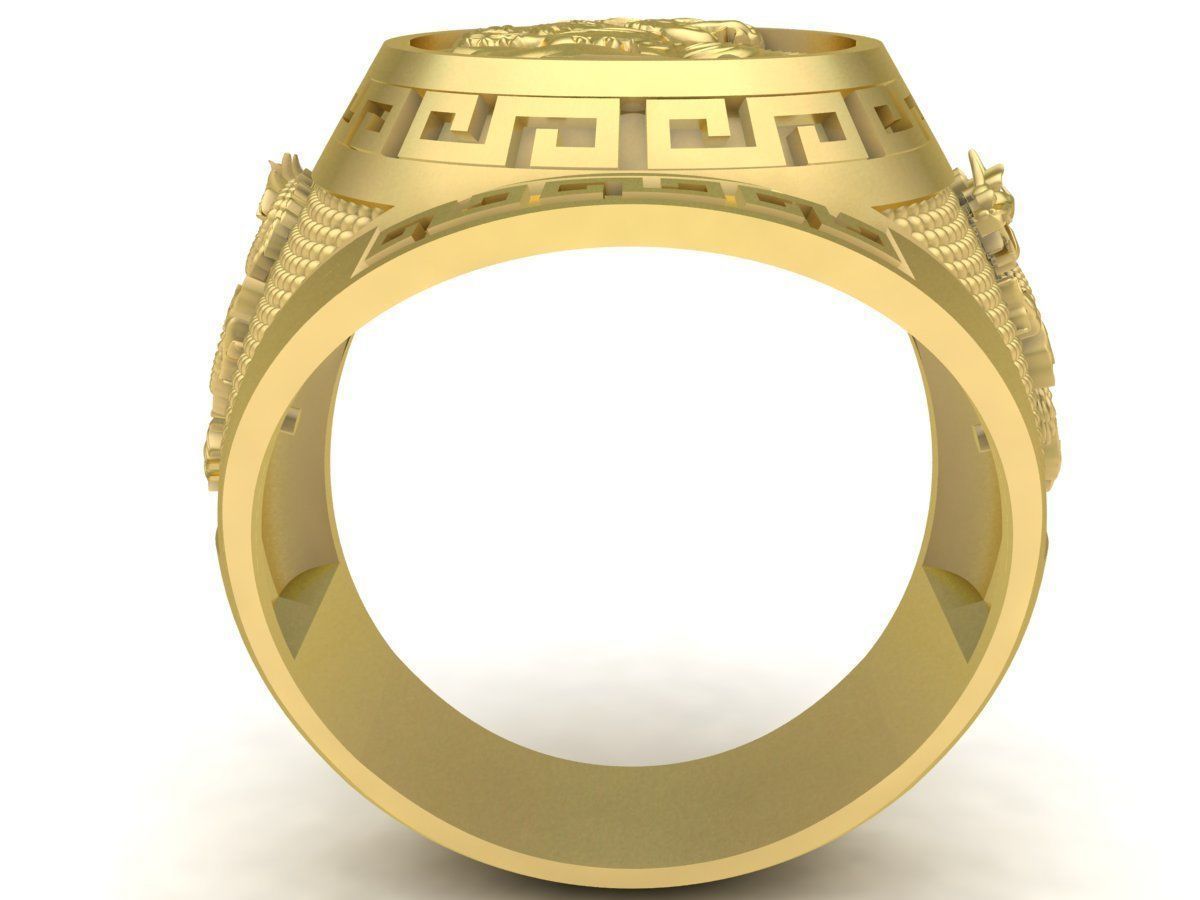 Luxury Tiger Dragon Signet Ring for Men 3655 3D print model_3