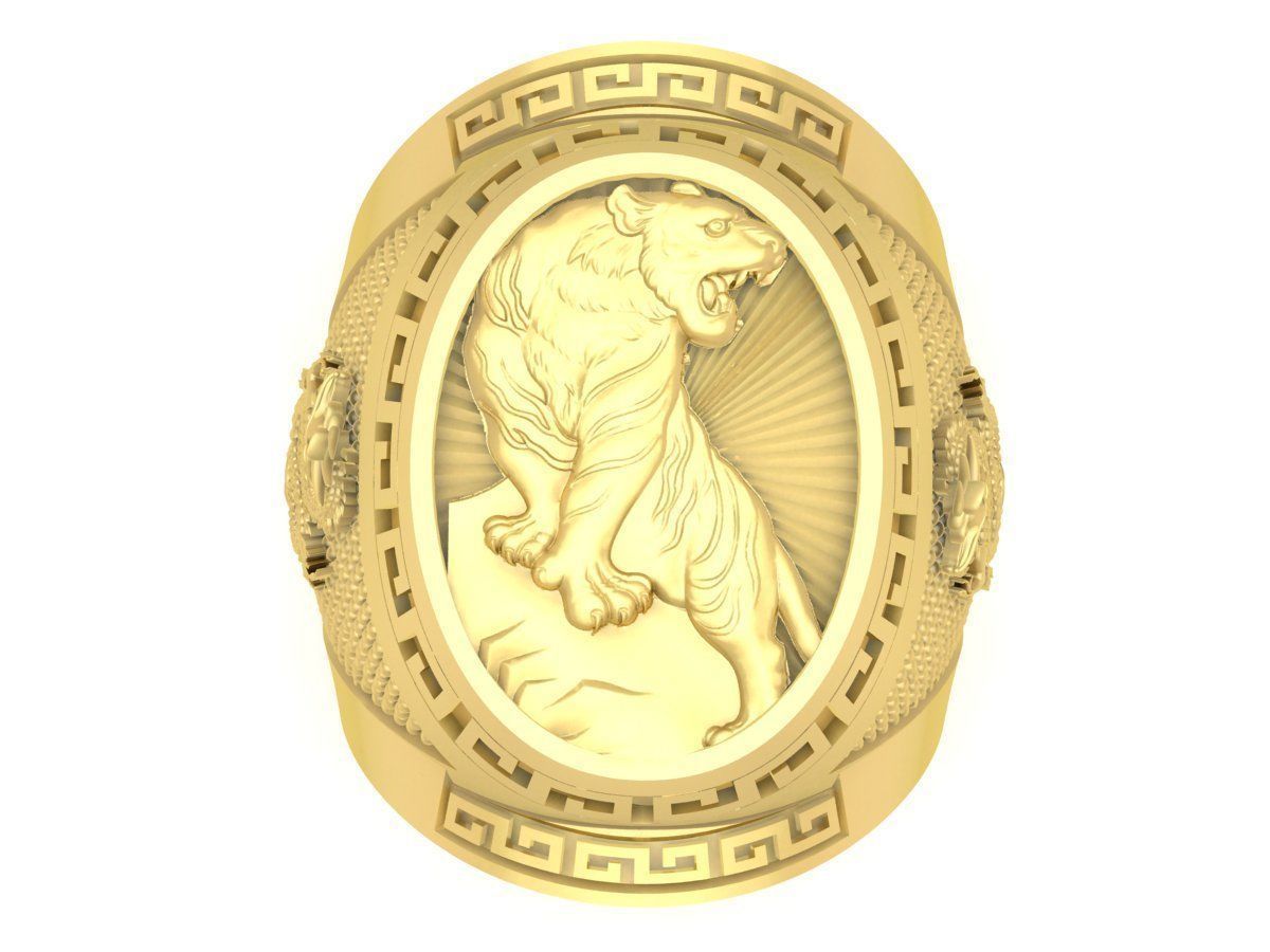 Luxury Tiger Dragon Signet Ring for Men 3655 3D print model_1