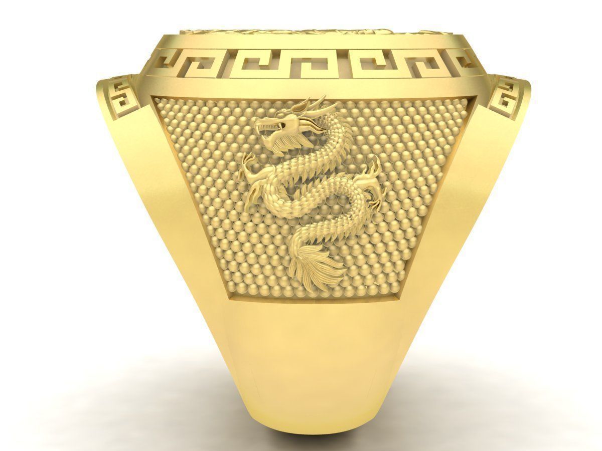 Luxury Tiger Dragon Signet Ring for Men 3655 3D print model_2