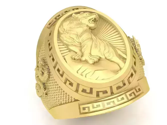 crouching tiger dragon ring 3655 stl 3d print model 3D print model