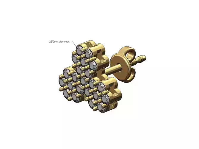 Trifoil diamond stud earring